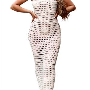 Stone strapped crochet maxi dress